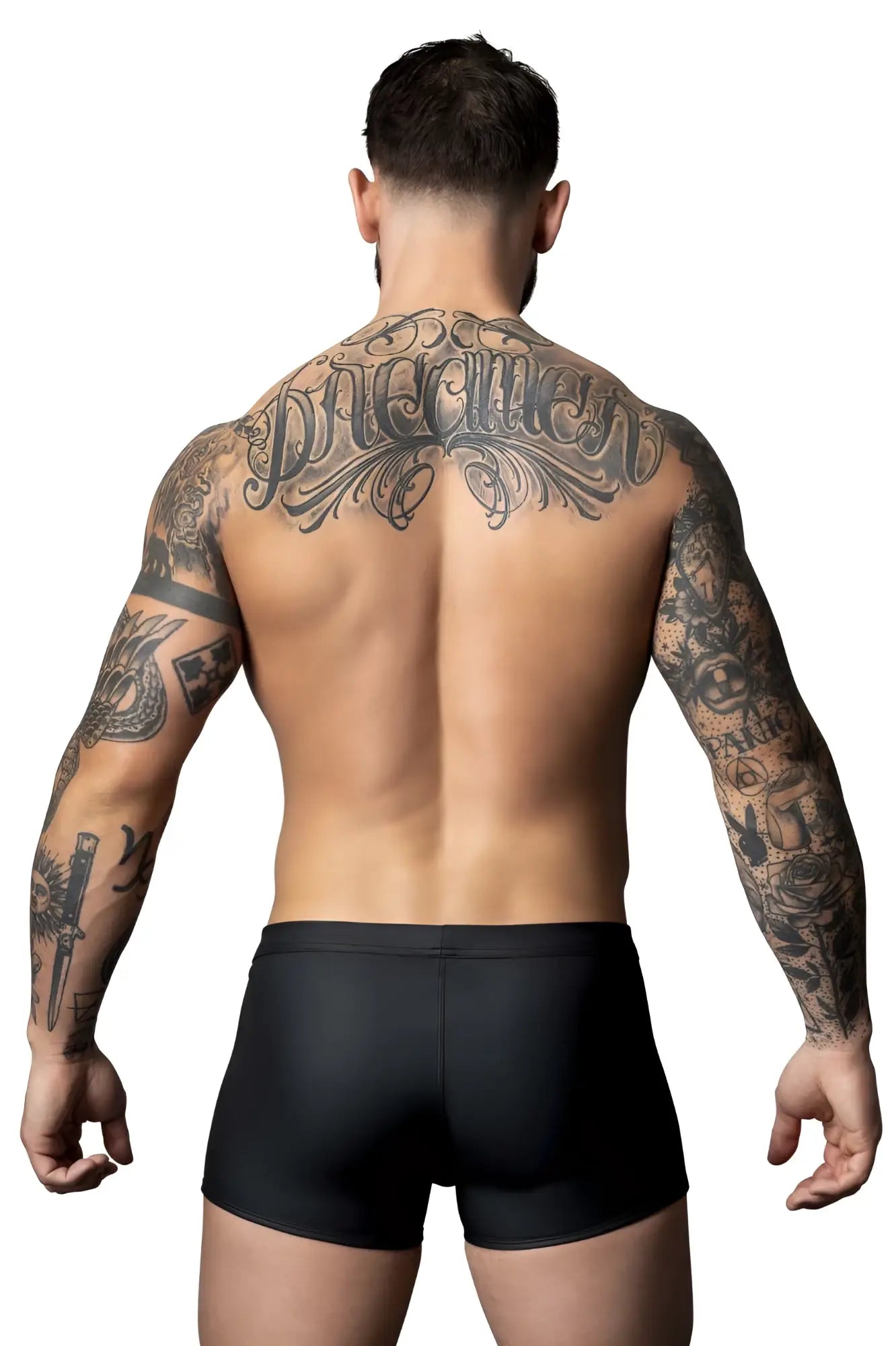Black athletic briefs male power 120-298 oh snap snap off short in smooth form-fitting material