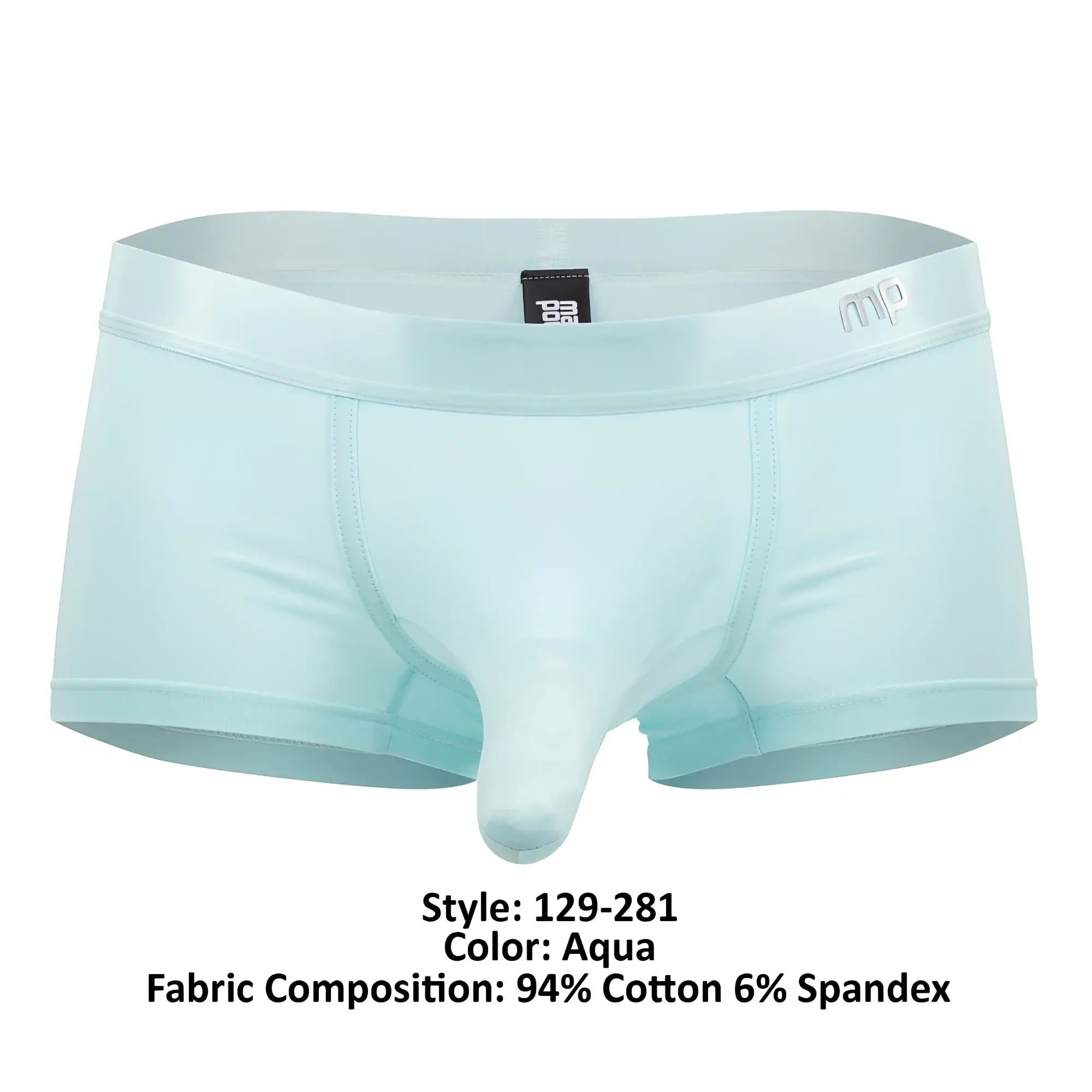 Aqua male power 129-281 easy breezy mini short with supportive molded front panel and elastic waistband briefs