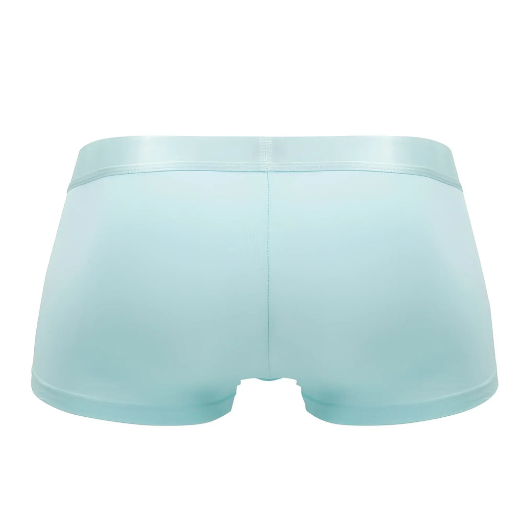 Male power 129-281 easy breezy mini short light blue cotton briefs with a smooth satin-like aqua waistband