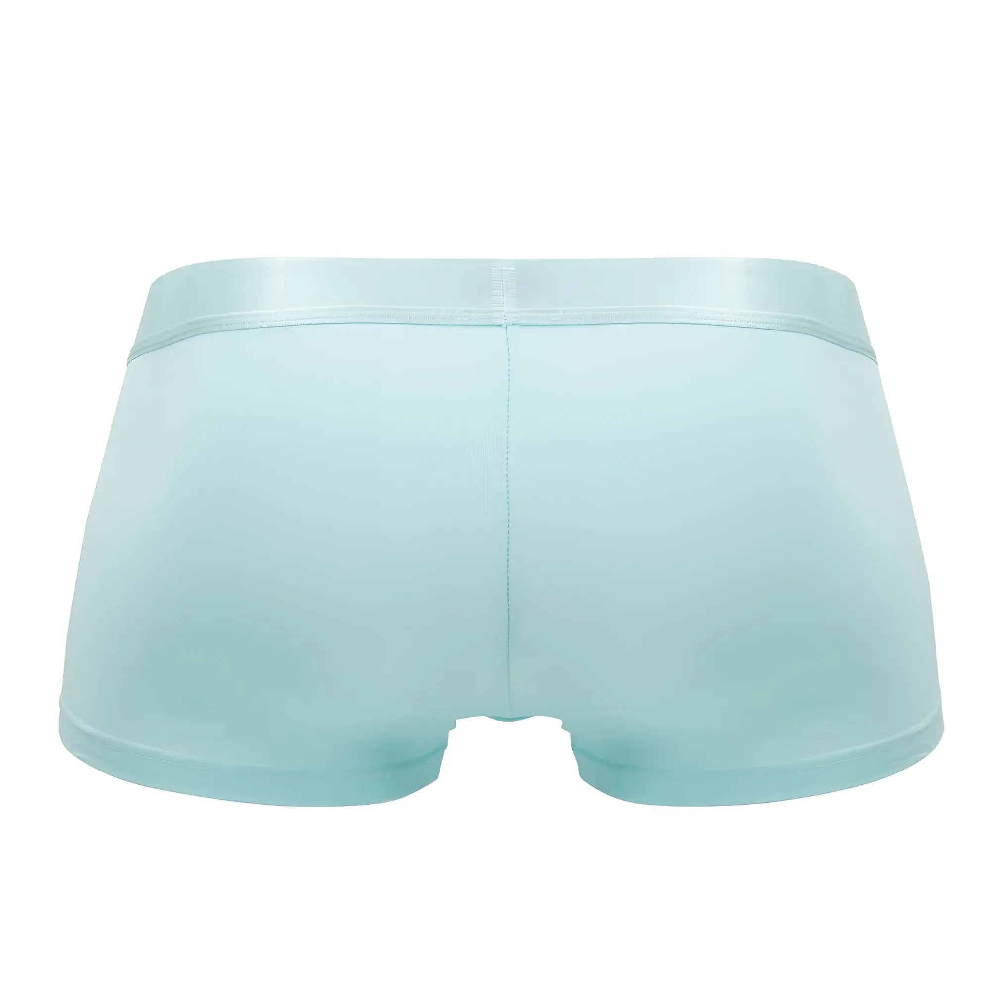 Male power 129-281 easy breezy mini short light blue cotton briefs with a smooth satin-like aqua waistband