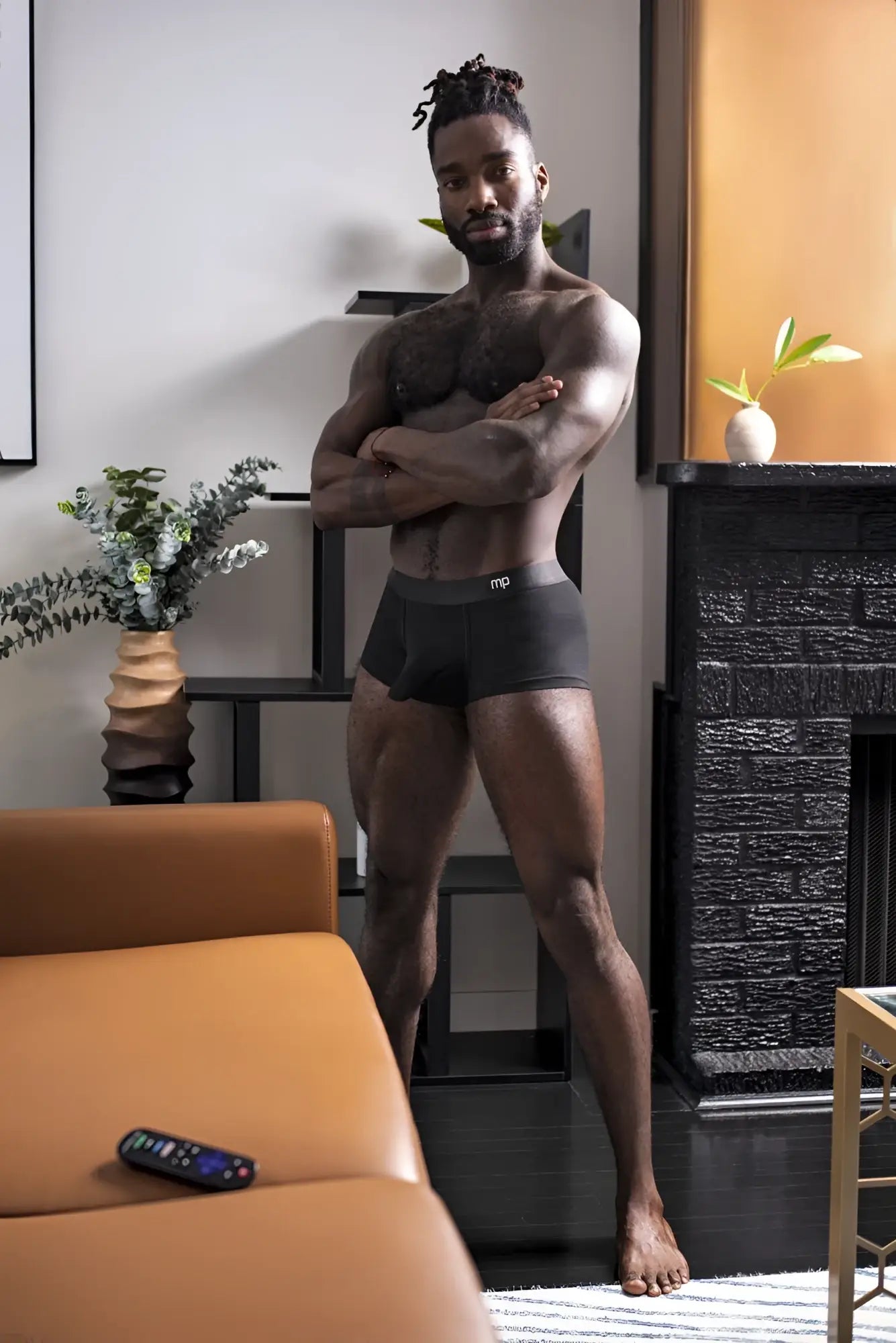Black male power 129-281 easy breezy mini short briefs with sleeve for comfort and support