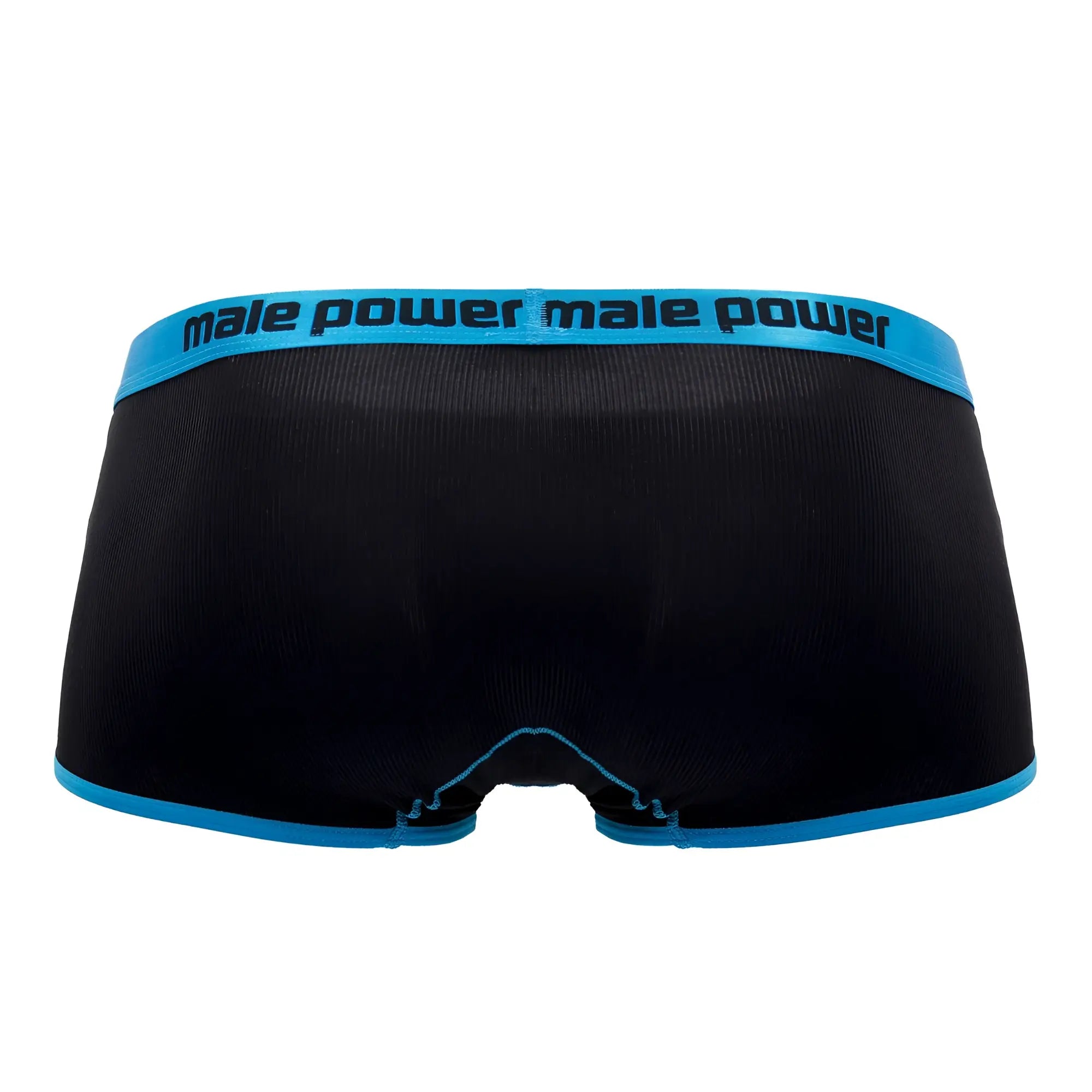 Black male power 143-270 casanova uplift mini short briefs with blue waistband and trim for a supportive fit