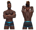 Male Power 143-270 Casanova uplift black men’s briefs with bright blue trim and male power branding