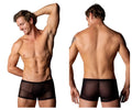 Black male power 143-296 widow maker mini pouch short briefs with subtle diamond mesh pattern