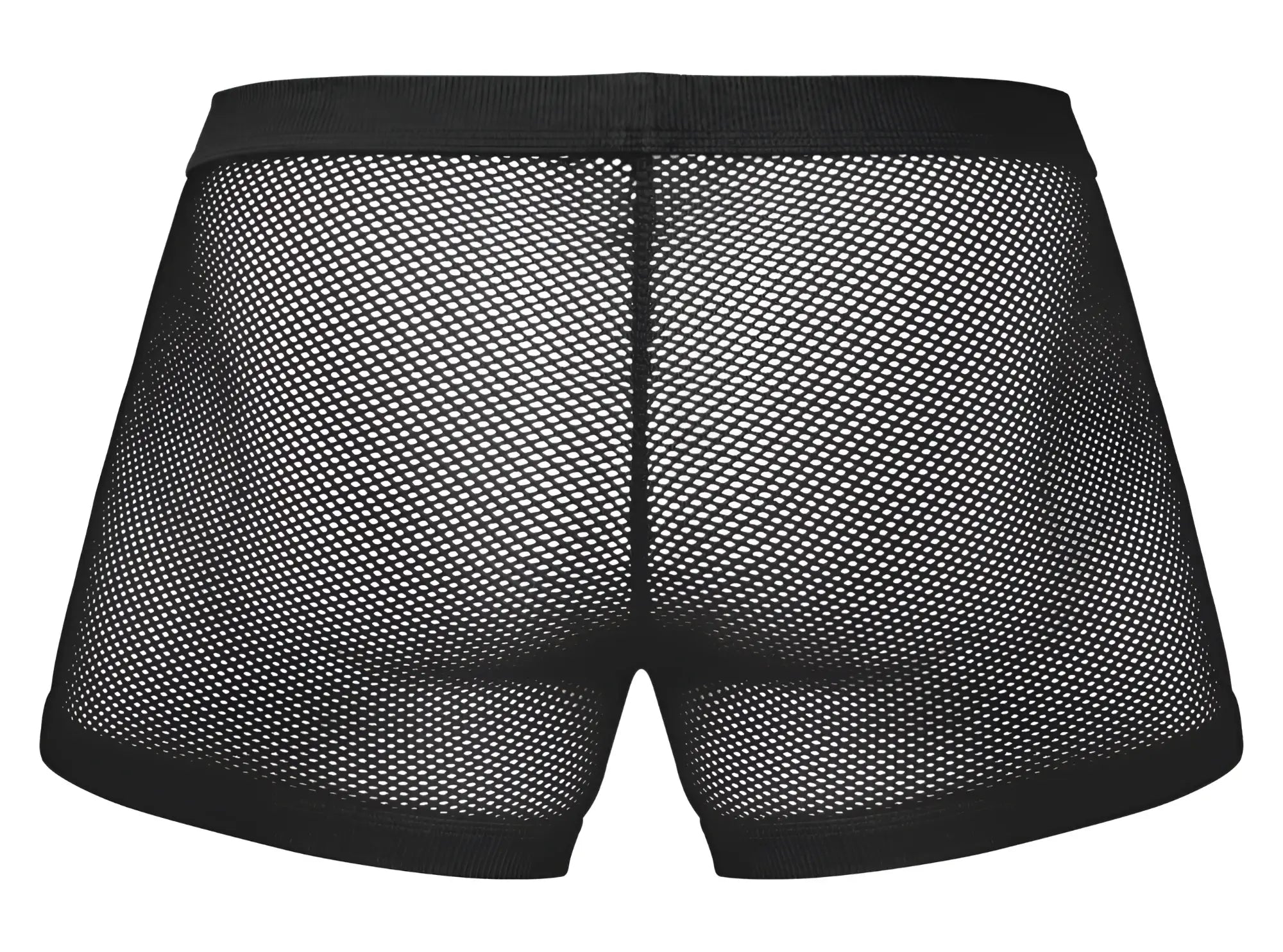 Male power 152-11c fishnet black mesh briefs with solid elastic waistband and leg openings for men