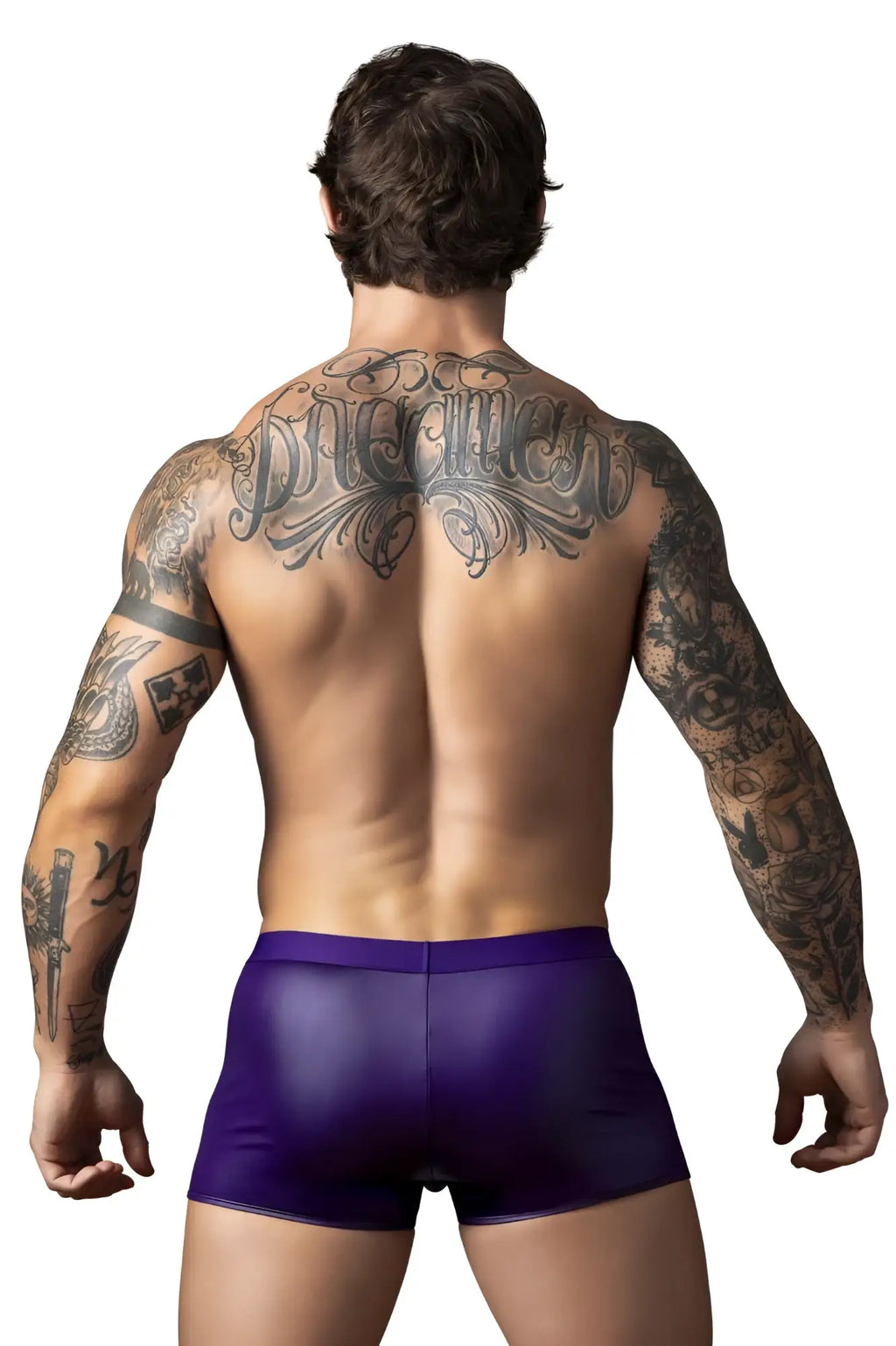 Male power 152-302 plum shiny eggplant crossover briefs in reflective material for stylish men’s underwear