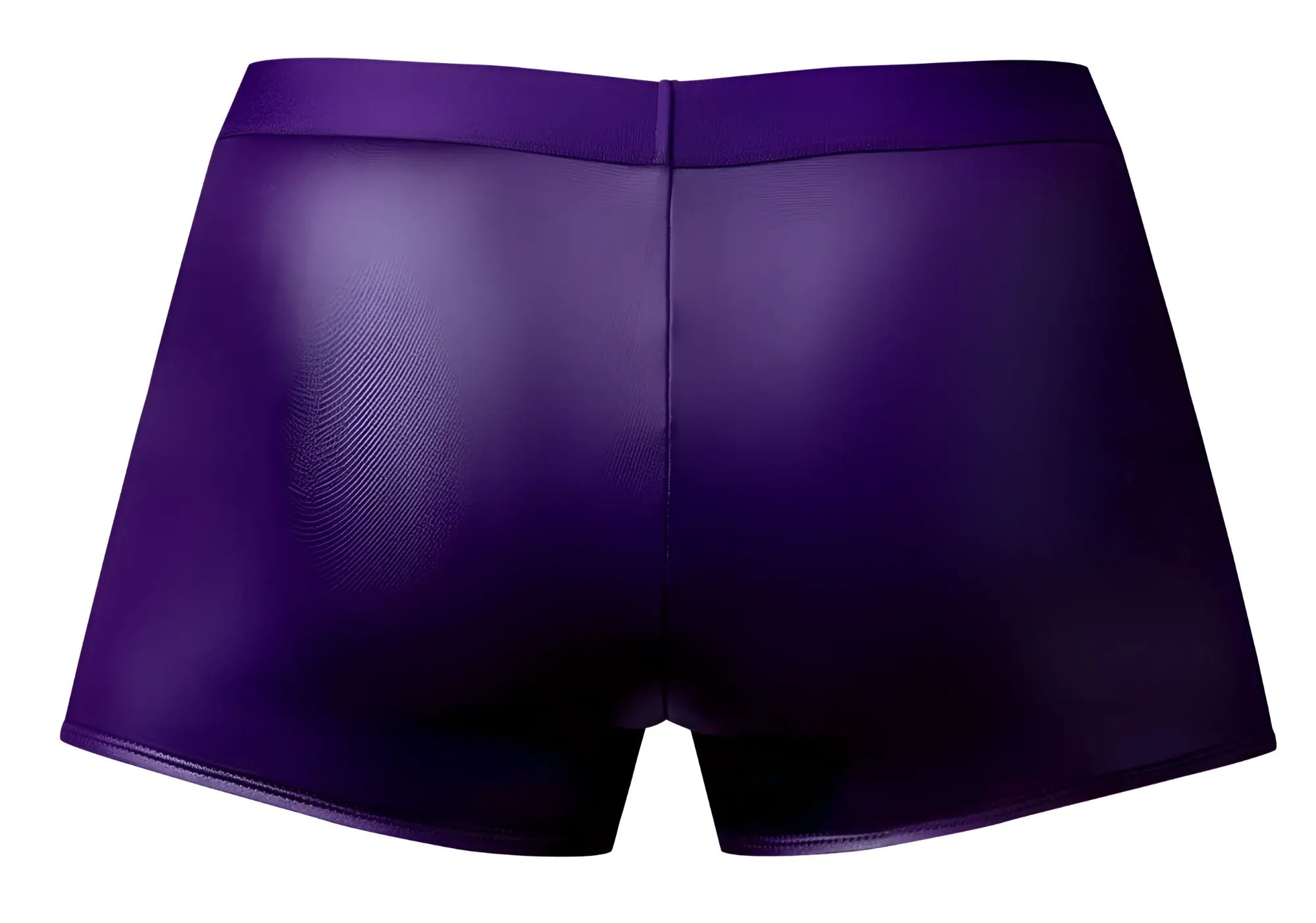Male power 152-302 eggplant crossover short in plum purple shiny faux leather briefs for men