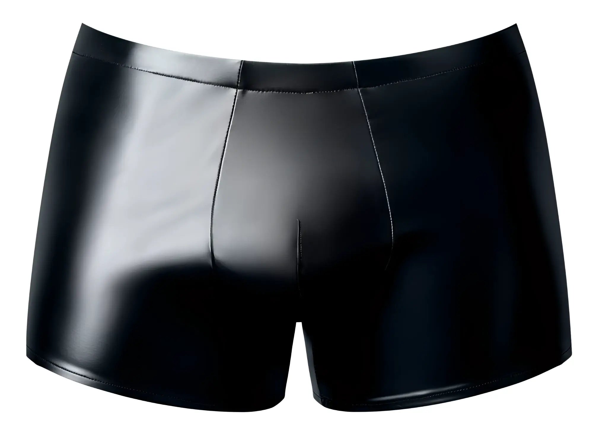 Male power 153-301 liquid onyx 2.0 black patent leather briefs with a sleek glossy finish and tailored fit