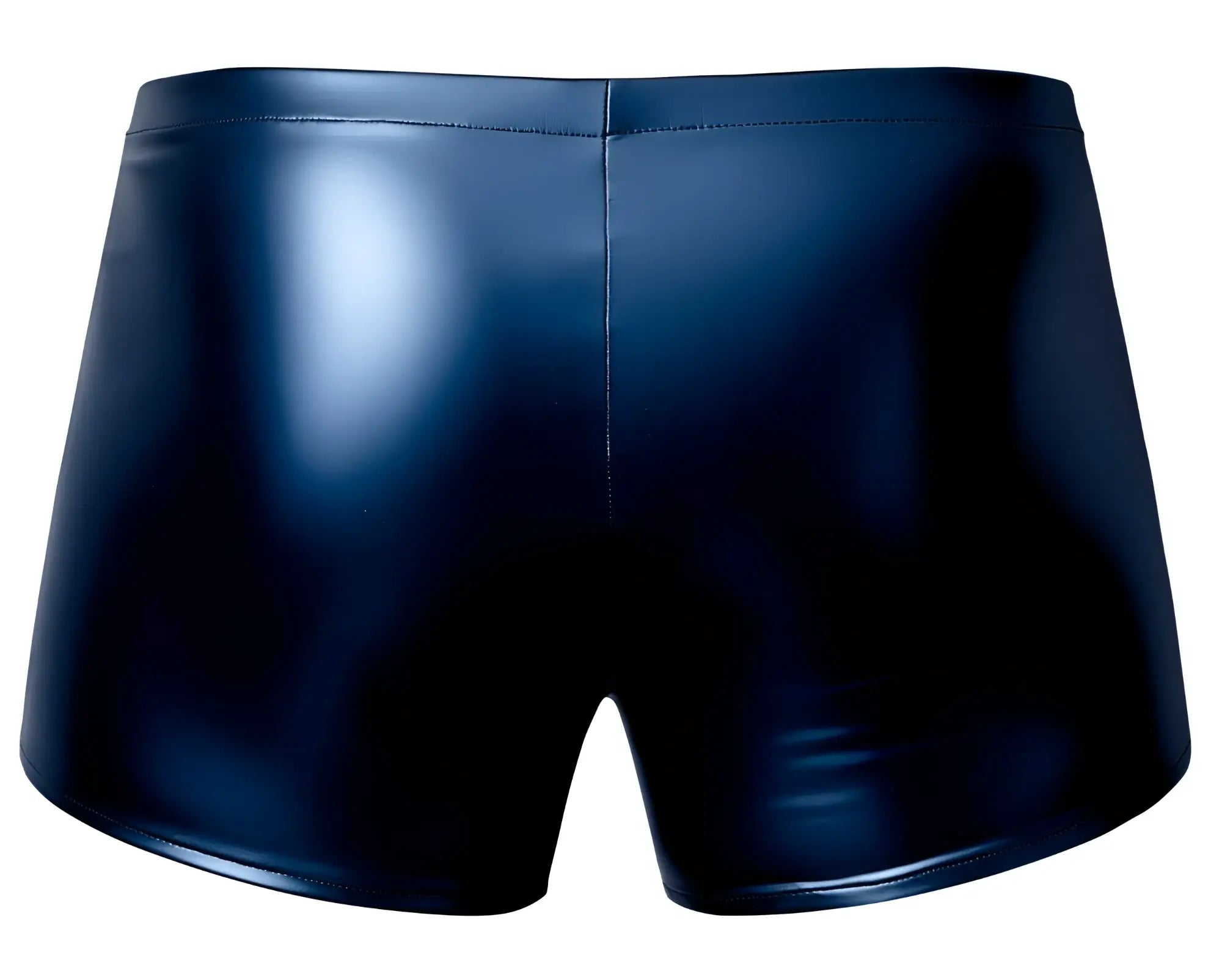 Male power 153-301 liquid onyx 2.0 blue black shiny faux leather form-fitting pouch shorts