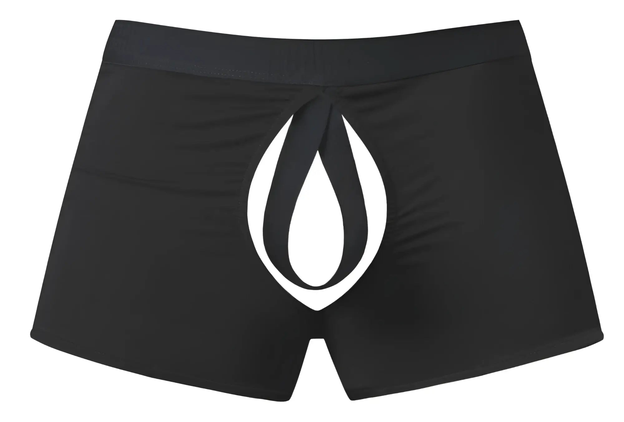 Black male power 162-304 open ended moonshine boxer briefs with bold white flame logo and open front elastic cock ring