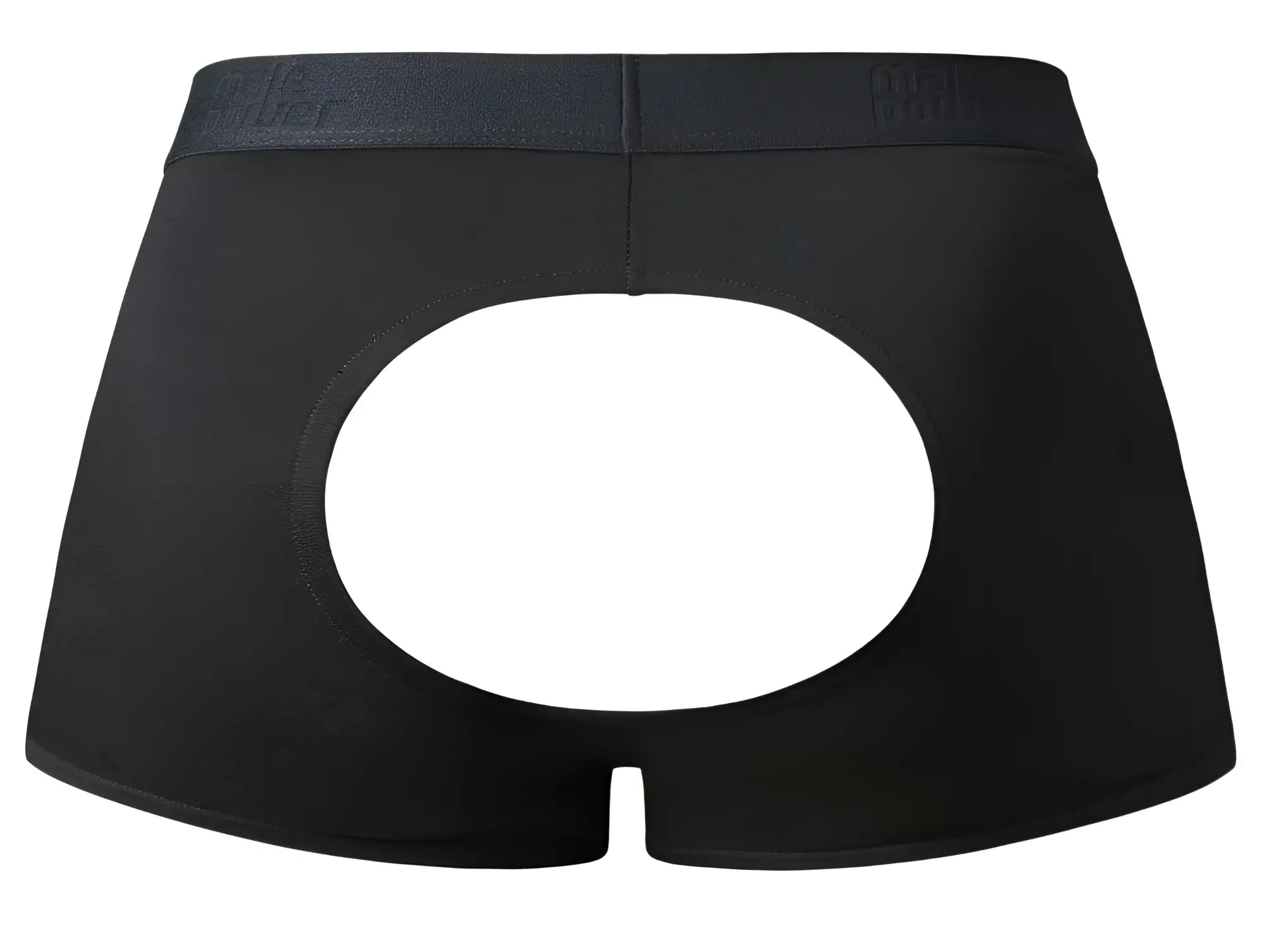 Male power black men’s briefs with central circular cutout elastic waistband open front design for comfort and style