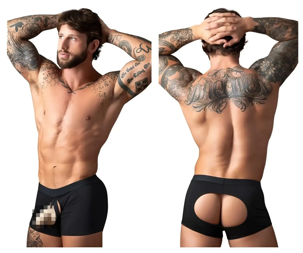 Black male power 162-304 athletic briefs with open ended moonshine design and cutouts on back and sides