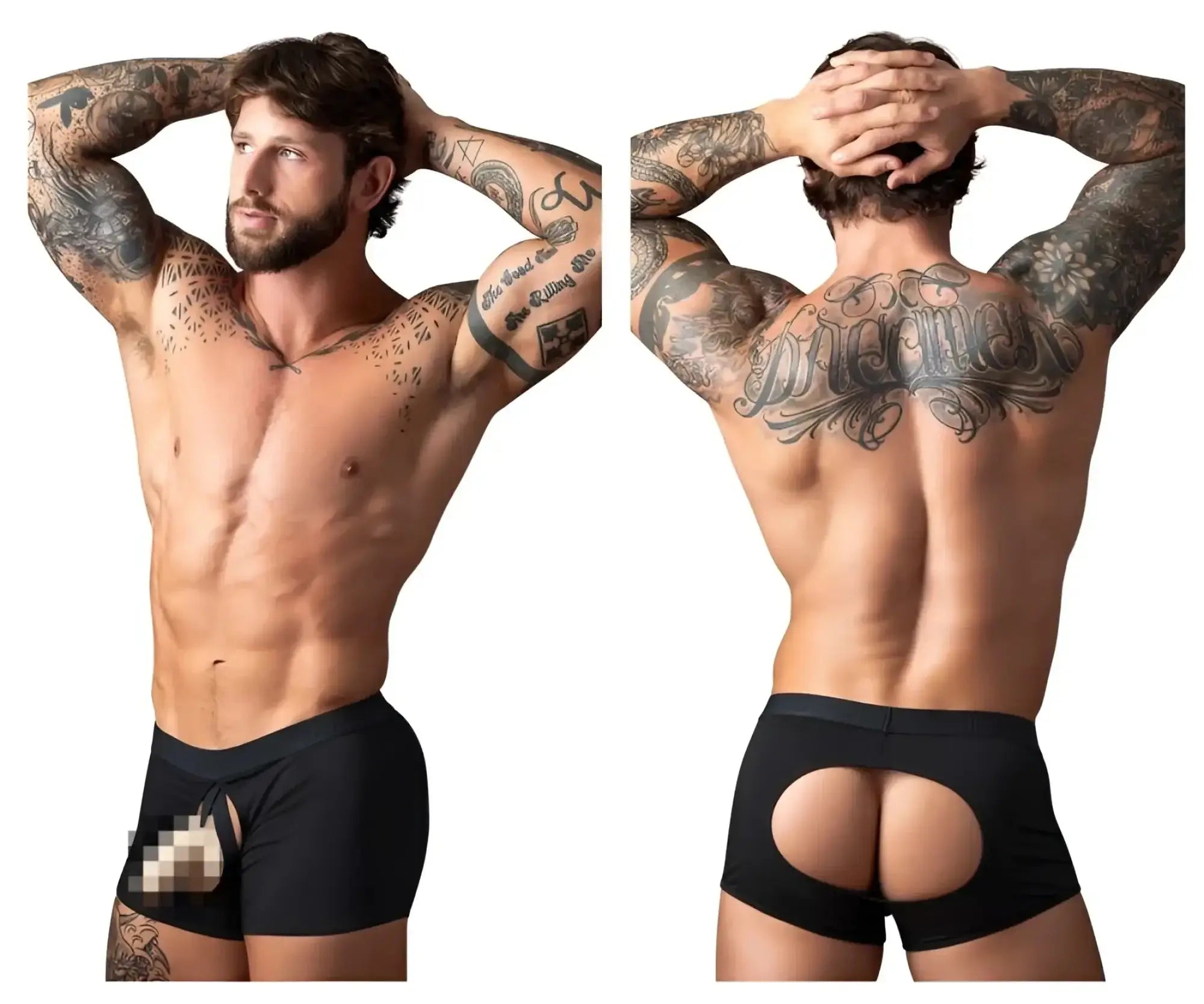 Black male power 162-304 athletic briefs with open ended moonshine design and cutouts on back and sides