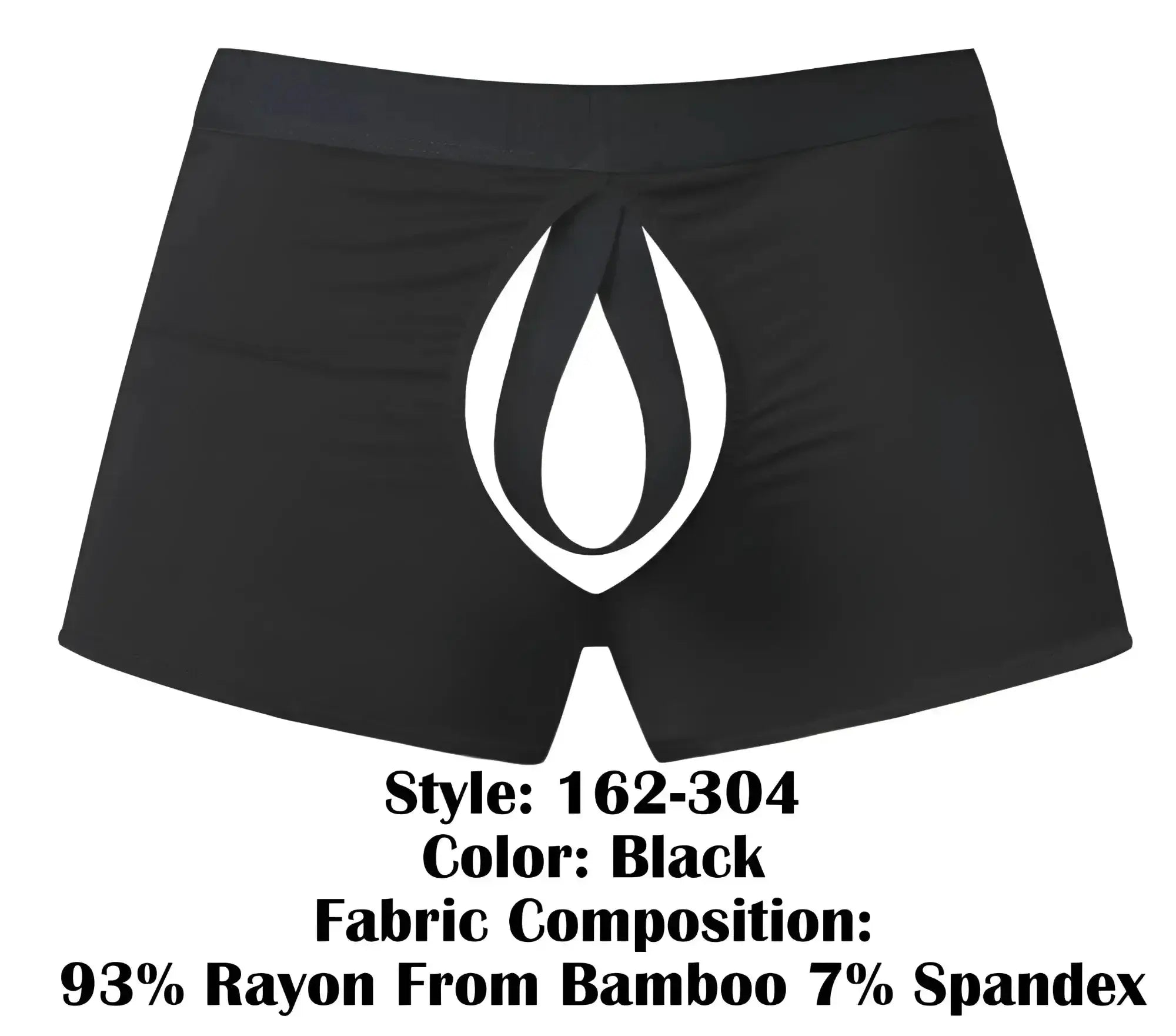 Black male power 162-304 open ended moonshine short boxer briefs with elastic cock ring and white flame logo on front
