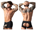 Black male power 162-304 athletic briefs with open ended moonshine design and cutouts on back and sides
