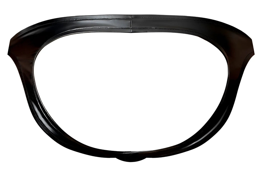 Black glossy leather garter belt male power 300-301 liquid onyx 2.0 moonshine smooth curved design with stitching