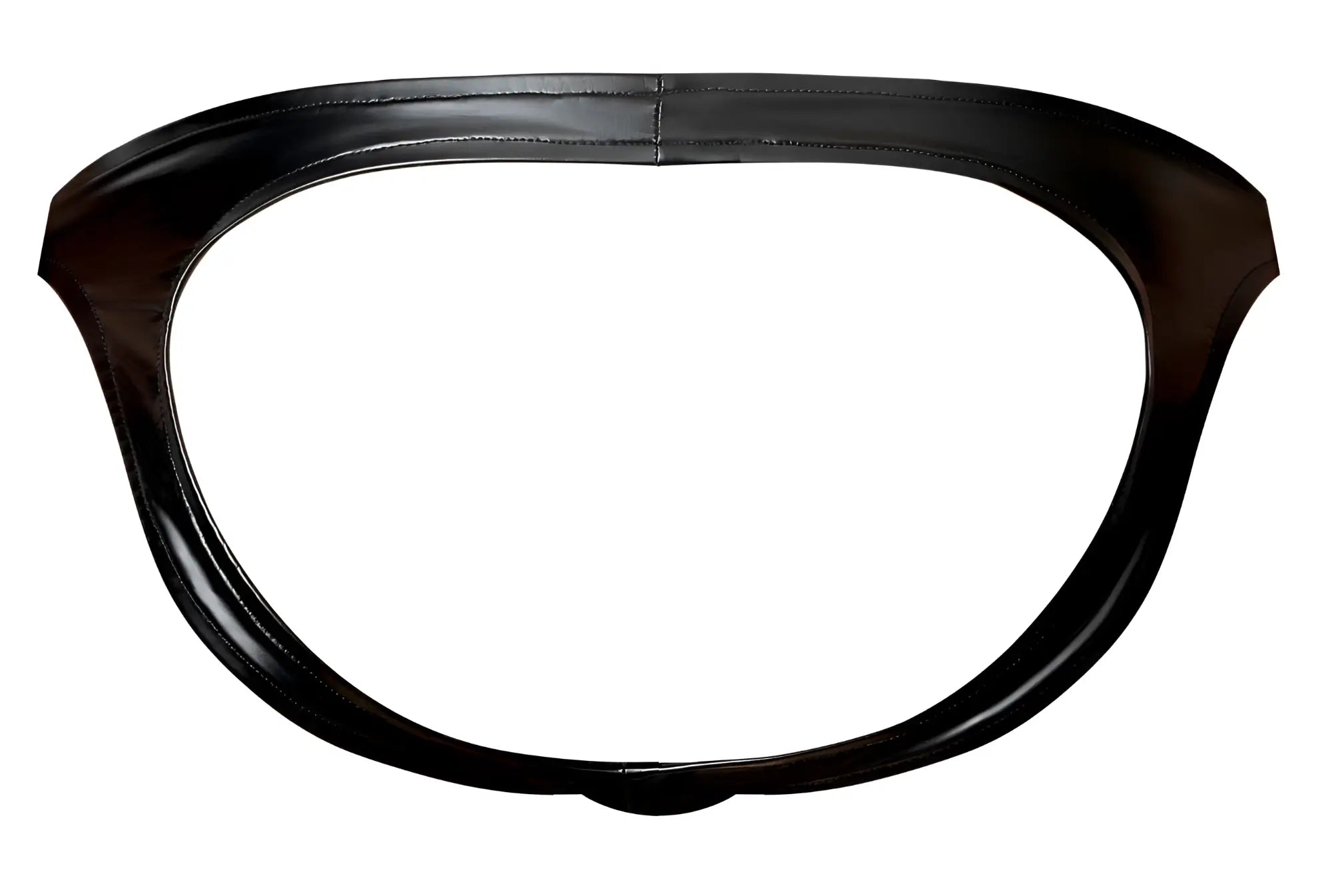 Black glossy leather garter belt male power 300-301 liquid onyx 2.0 moonshine smooth curved design with stitching