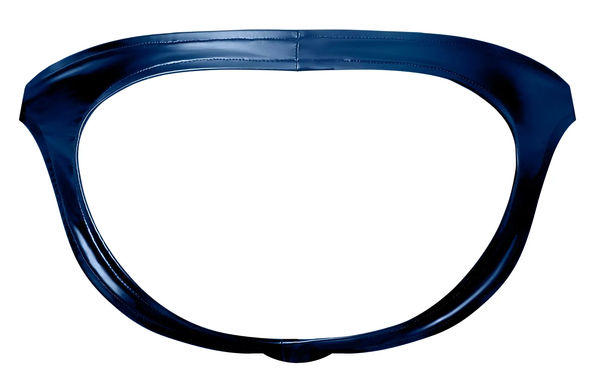 Dark blue glossy latex bikini bottom with smooth seamless design from male power 300-301 liquid onyx 20 moonshine blue