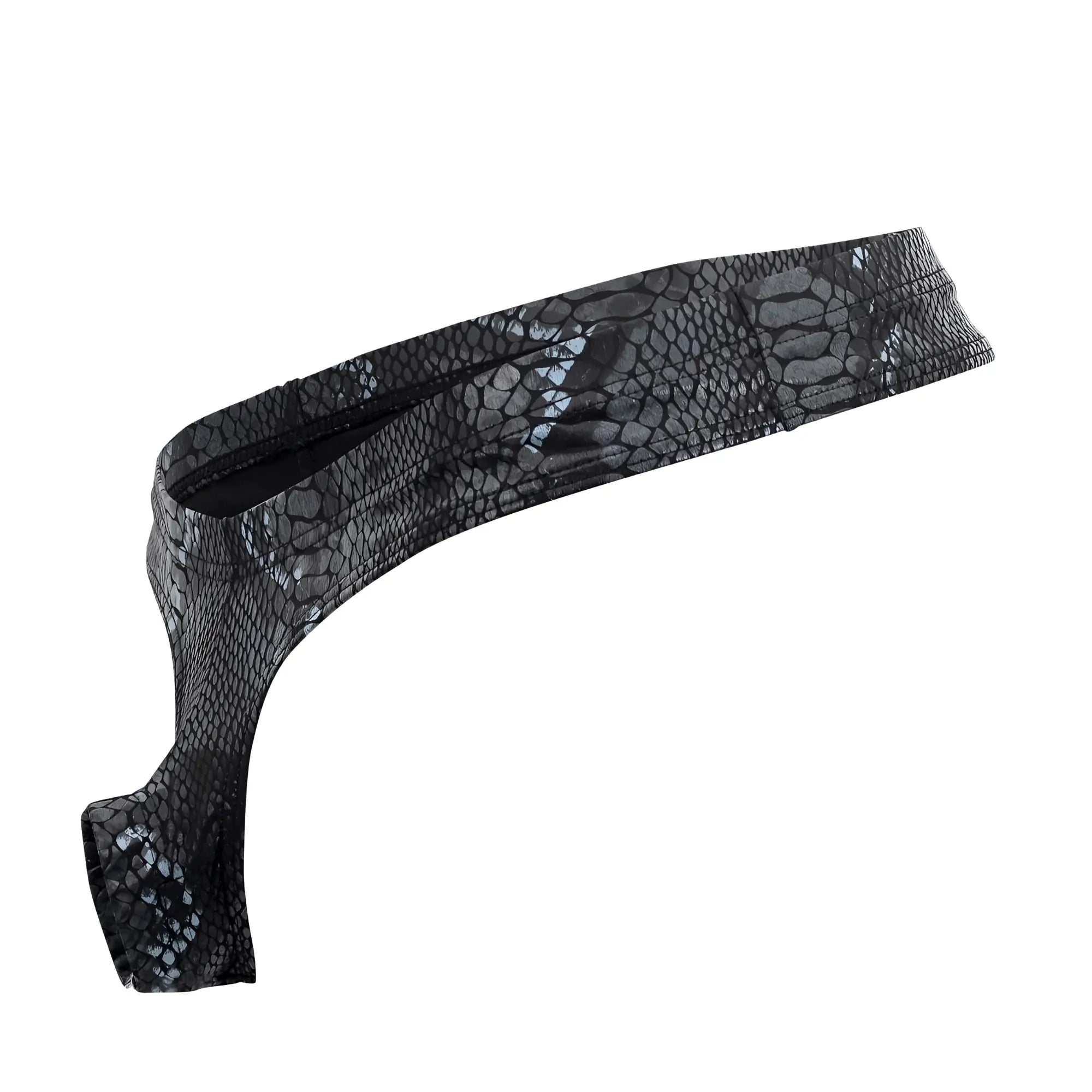Male power 334-282 s-naked power sock black-blue belt with black snakeskin pattern and glossy faux leather finish