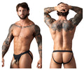 Black male power 348-304 open ended jock briefs with elastic cock ring and supportive form fitting design