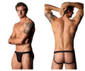 Male power 353-296 widow maker classic jock black lace briefs with solid black waistband and leg openings