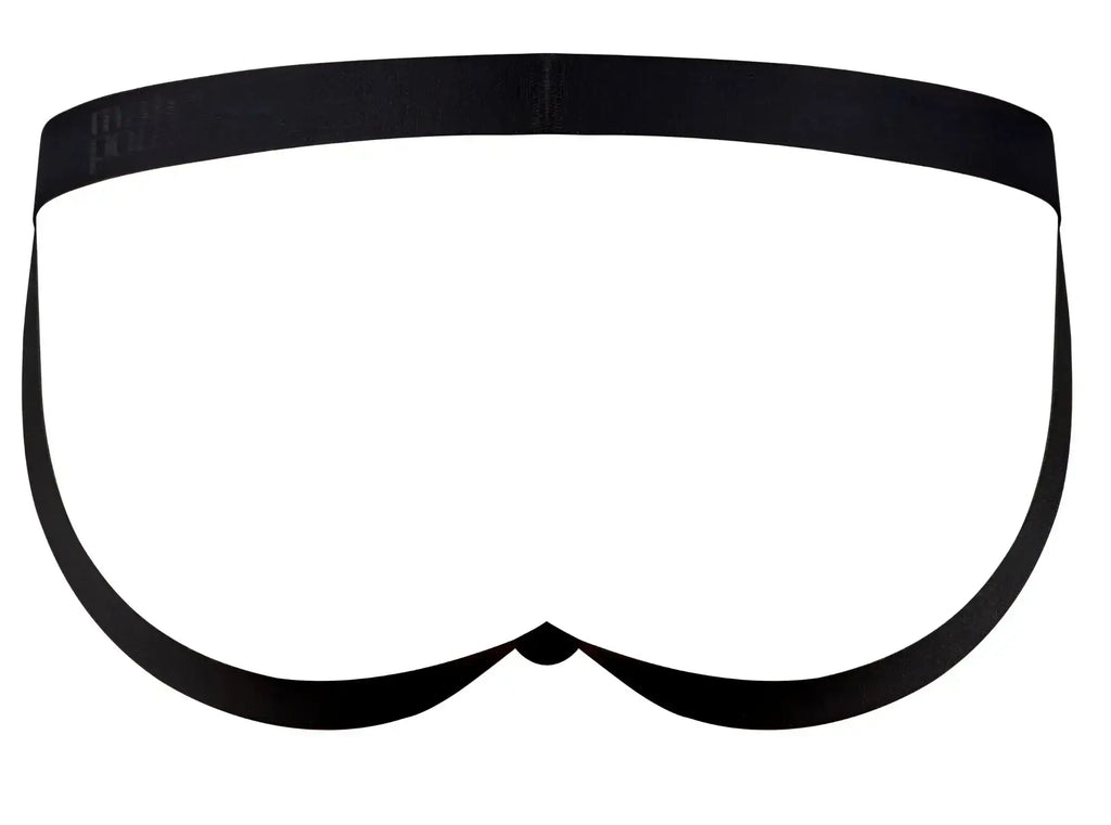 Male power 353-296 widow maker classic jock in black with smooth elastic waistband and seamless design