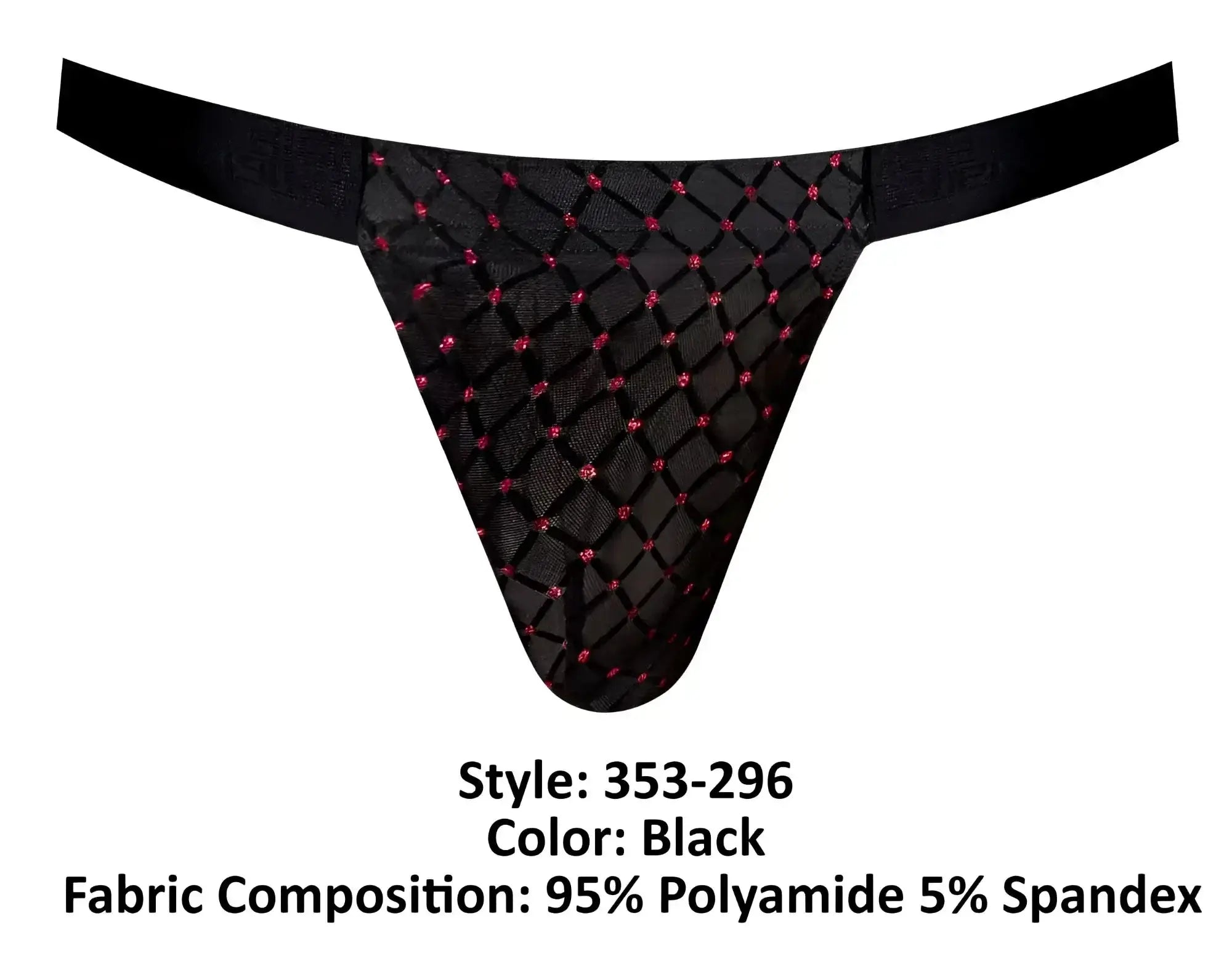 Black male power 353-296 widow maker classic jock featuring diamond-patterned mesh with pink rhinestones