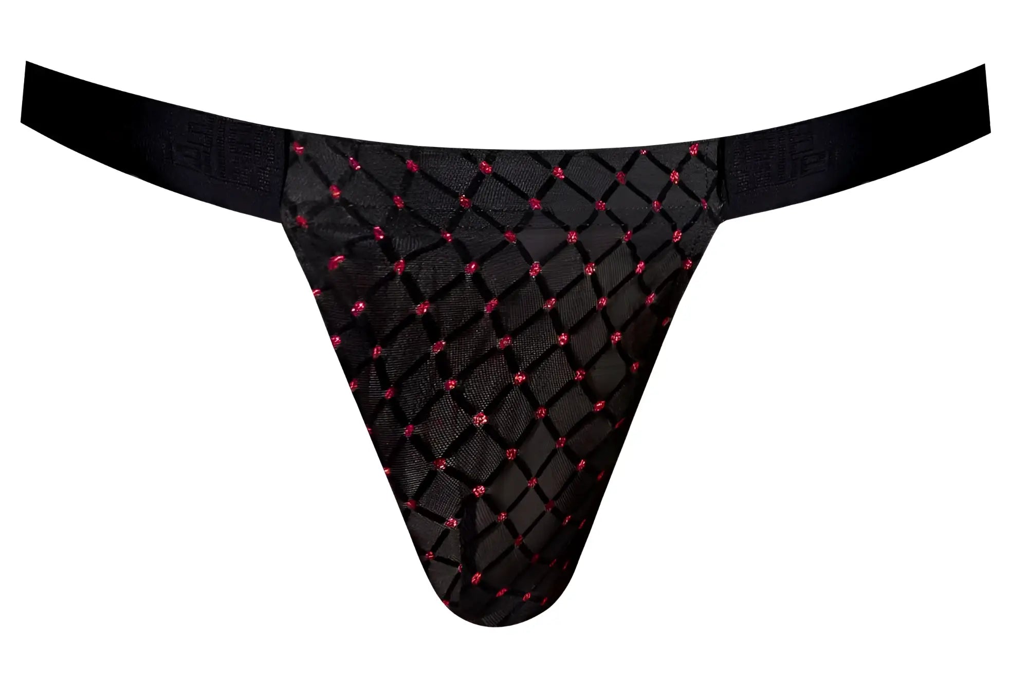 Black male power 353-296 widow maker classic jock thong with diamond mesh and pink rhinestone accents