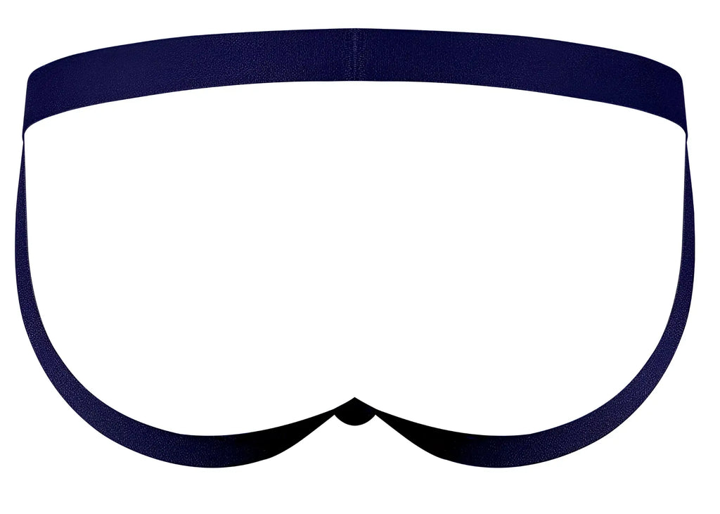 Navy blue cotton male power 386-291 love star jock briefs with supportive waistband seamless design and purple ring