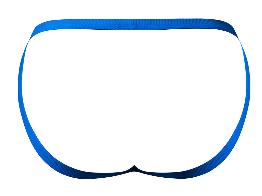 Male power 388-11c fishnet 2 jockstrap in royal blue with bright blue ribbed fabric briefs and snug-fitting design