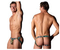 Men’s patterned briefs male power 392-295 go wild sport jock in black green and gold abstract animal print