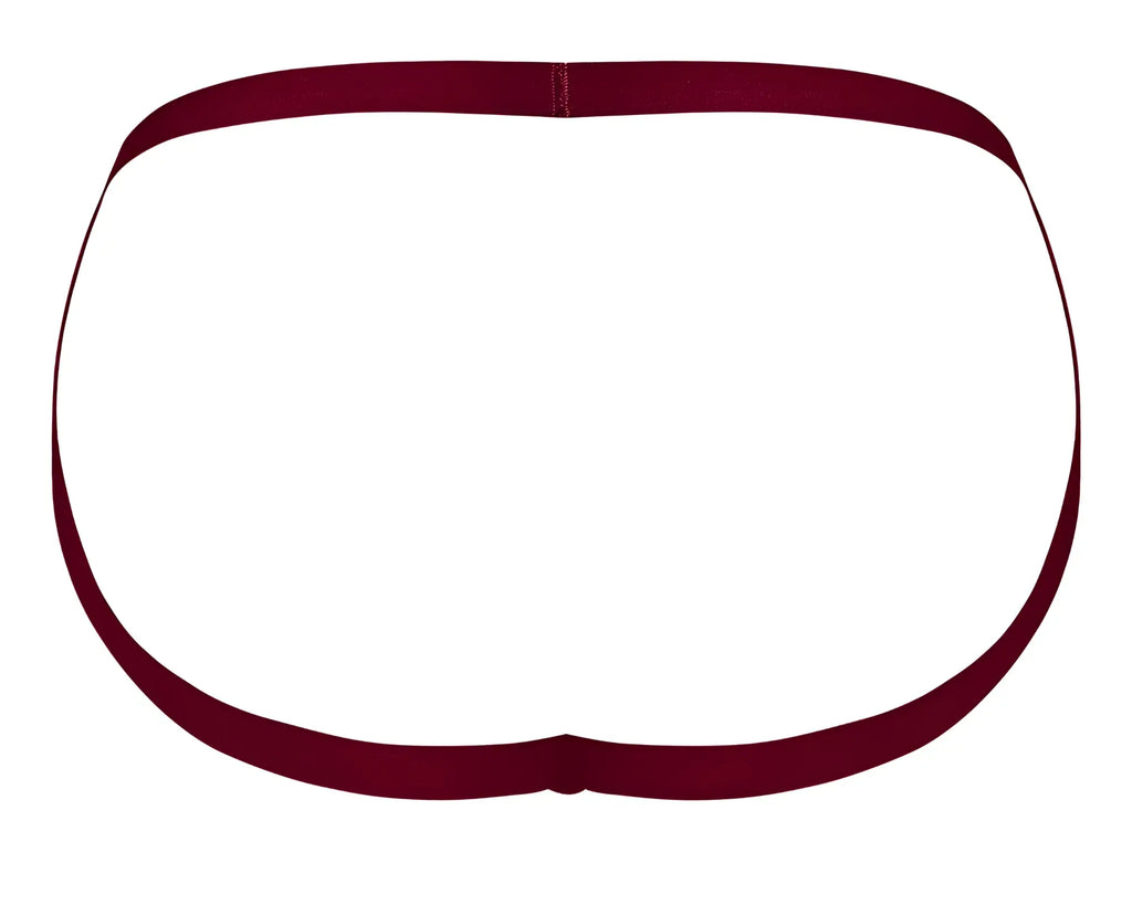Male power 394-289 lucifer strappy jock in burgundy with maroon elastic waistband briefs for men
