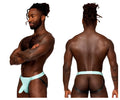 Male power 399-281 easy breezy jock sleeve athletic briefs in aqua with black contoured supportive design