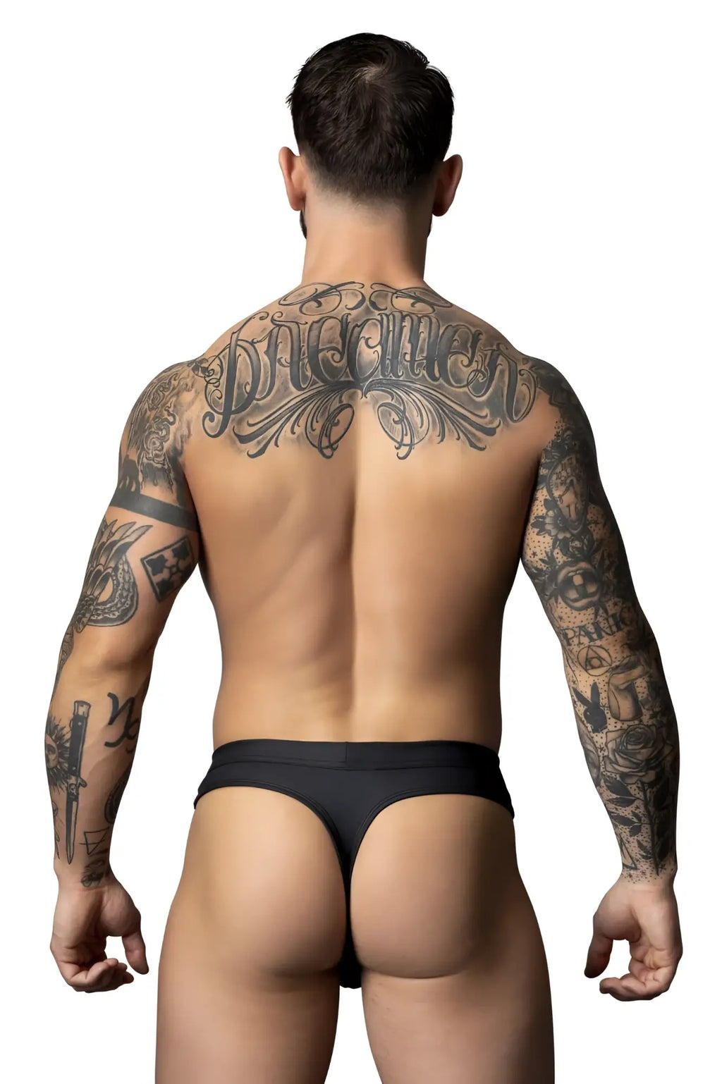 Male power 410-298 oh snap snap off thong black smooth form-fitting fabric designed for comfort and support