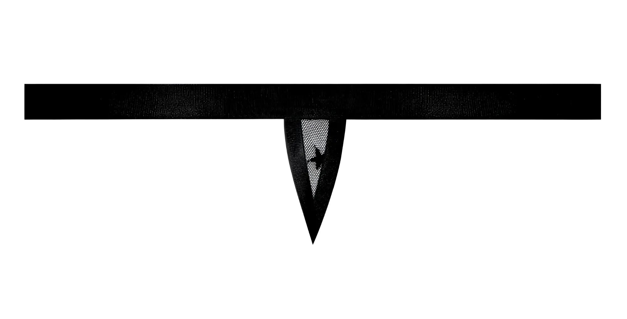 Black mesh choker with pointed triangular pendant embroidered with bird design from male power love star thong black