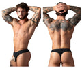 Black male power 417-304 open ended thong featuring an elastic cock ring designed for comfort and support