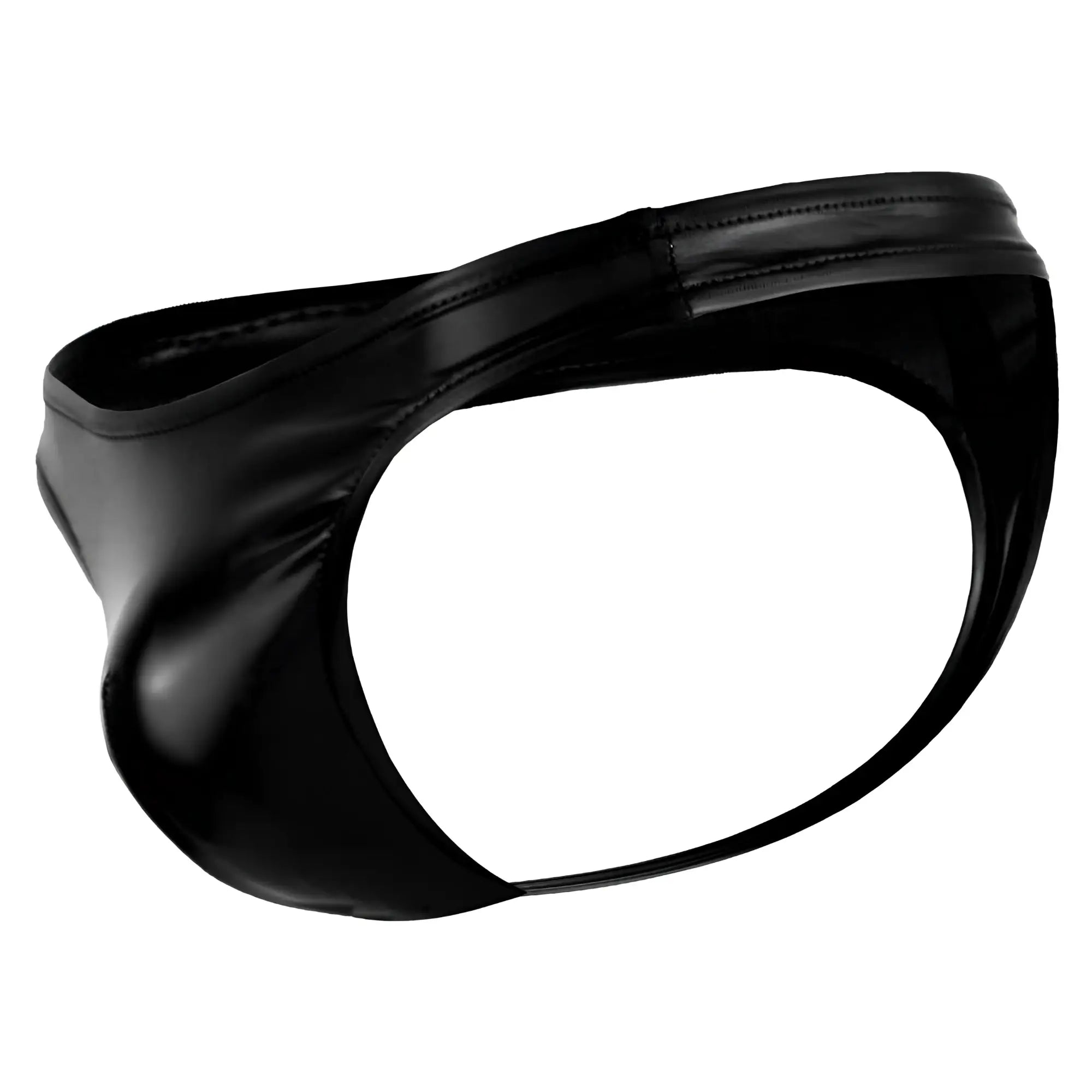 Male power 440003 liquid onyx classic thong in black glossy faux leather with a sleek form-fitting design