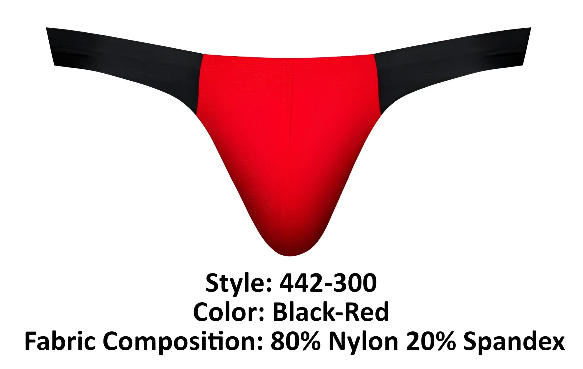 Black and red male power 442-300 hot mesh bong thong made of 80 nylon and 20 spandex athletic briefs