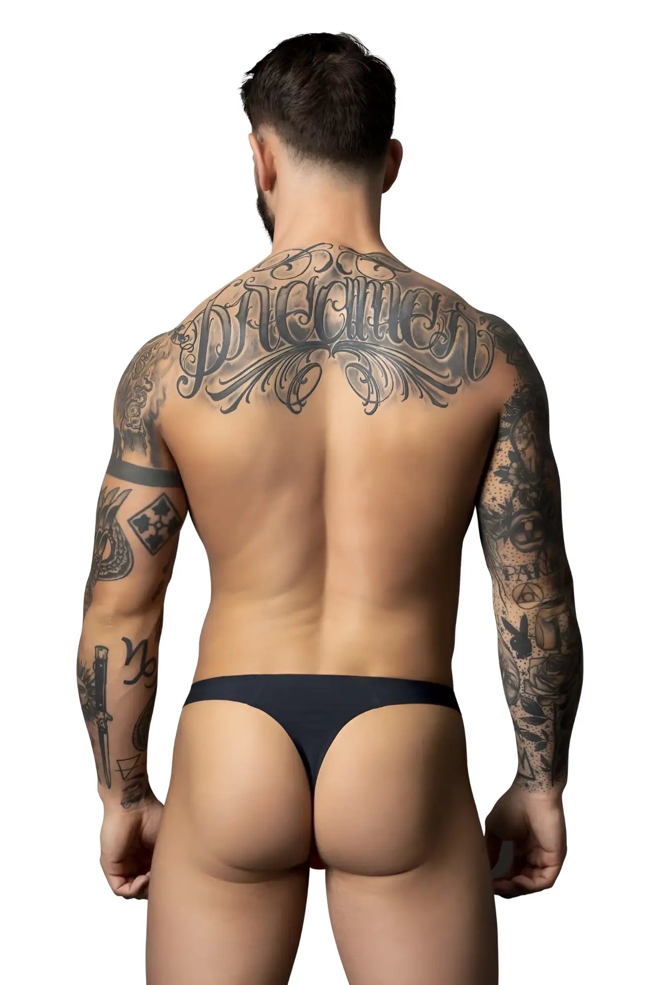 Black red male power 442-300 hot mesh thong showing sleek minimalist design with breathable mesh fabric