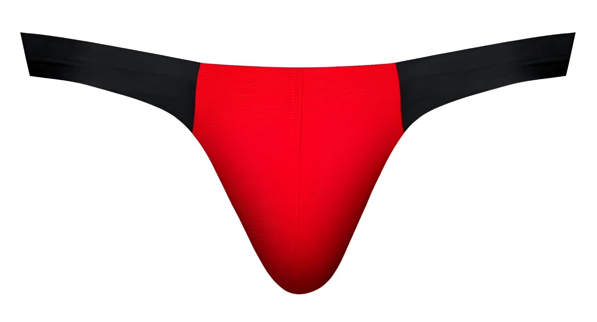 Male power 442-300 hot mesh bong thong in black and red with a smooth, form-fitting design shown from the back side