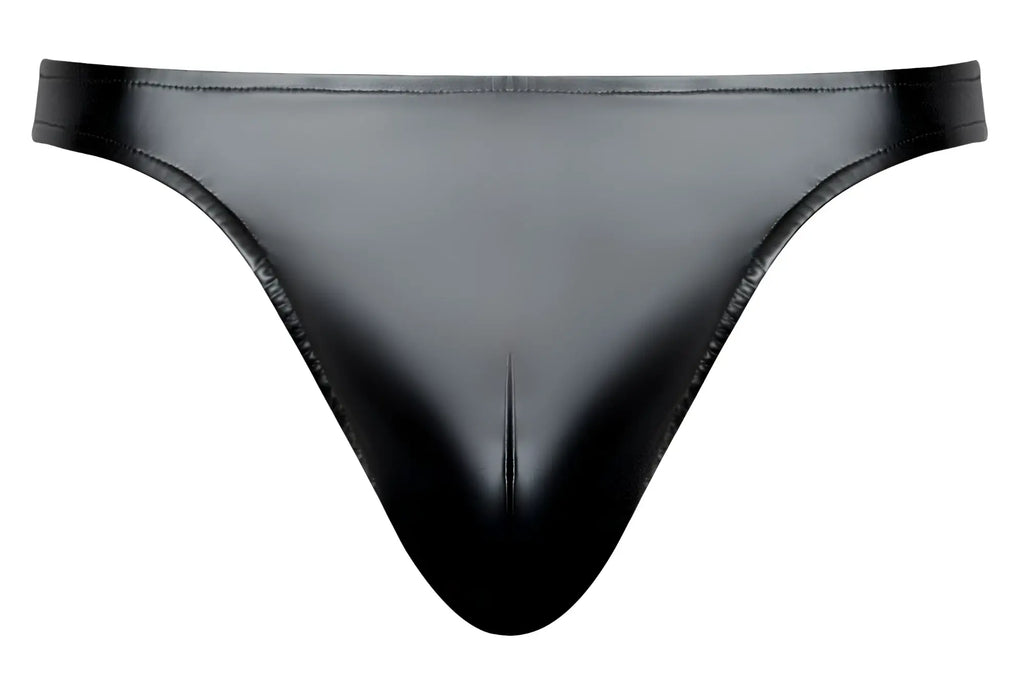 Black glossy latex thong with sleek form-fitting design male power 442-301 liquid onyx 2.0 bong thong color black