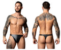 Black latex thong male power 442-301 liquid onyx 2.0 bong thong in black shown from the back side