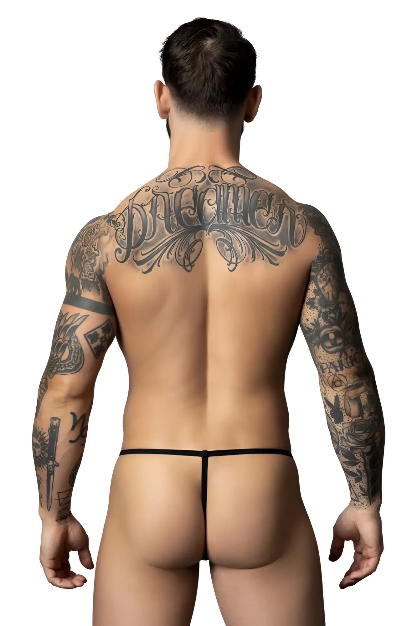 Blue male power 450-301 liquid onyx 2.0 g-string with a thin minimalist design shown from the back side
