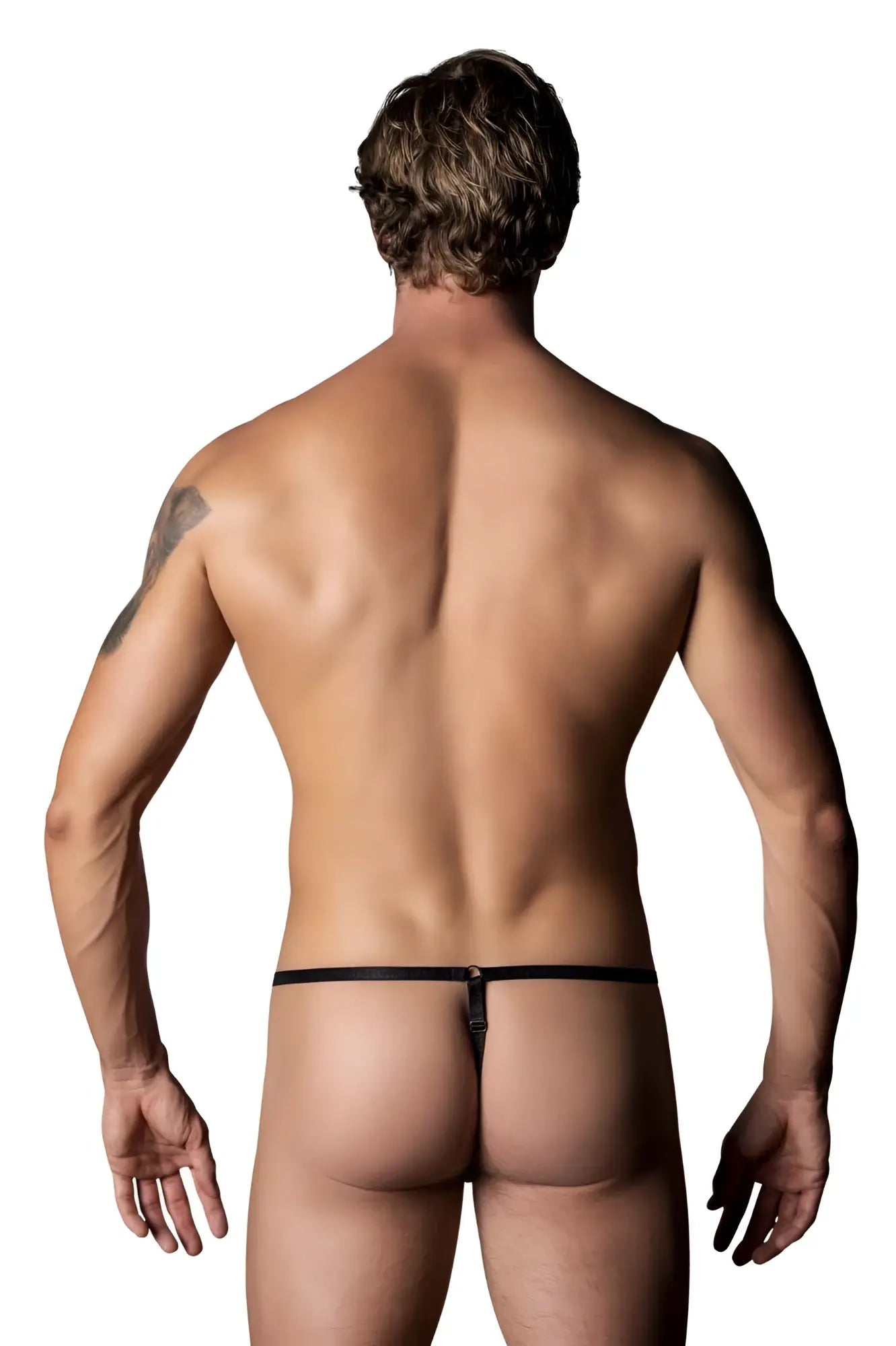 Black male power 451-295 go wild adjustable g-string with metallic clasp at center back in printed fabric