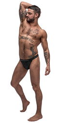Black male power grip and rip off thong s m briefs with a smooth simple design for comfortable wear