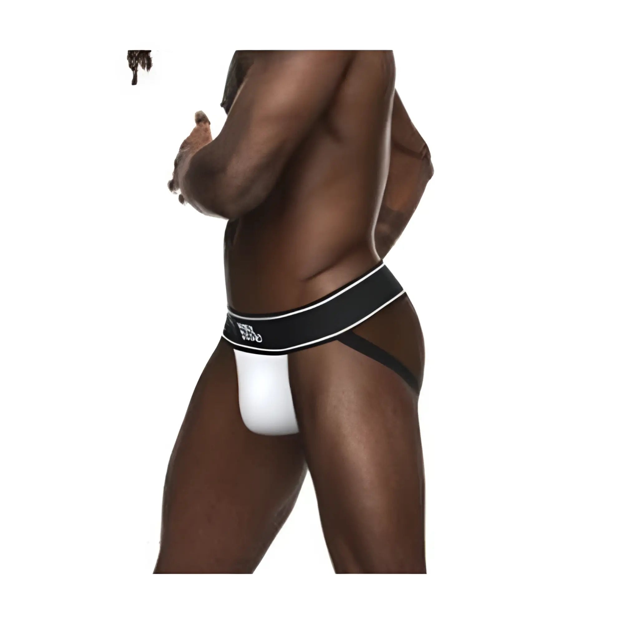 Black and white male power modal rib jock athletic briefs with supportive contoured design in white l/xl