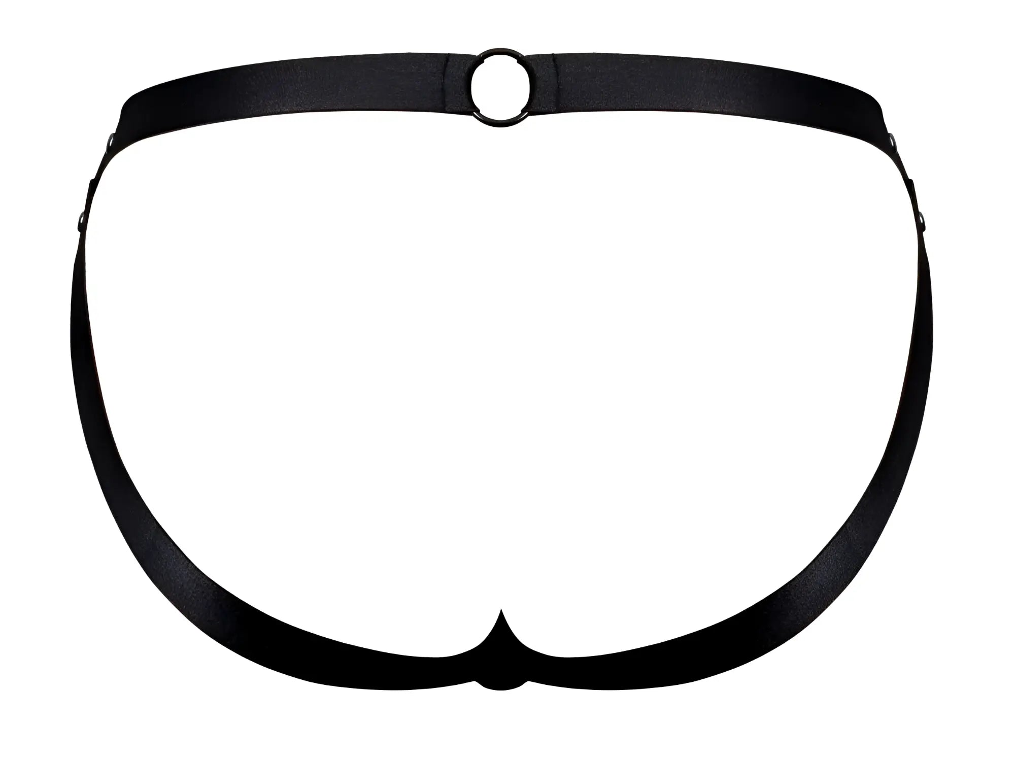 Black leather harness male power pak-158 fetish spartacus with central ring and adjustable side straps in black