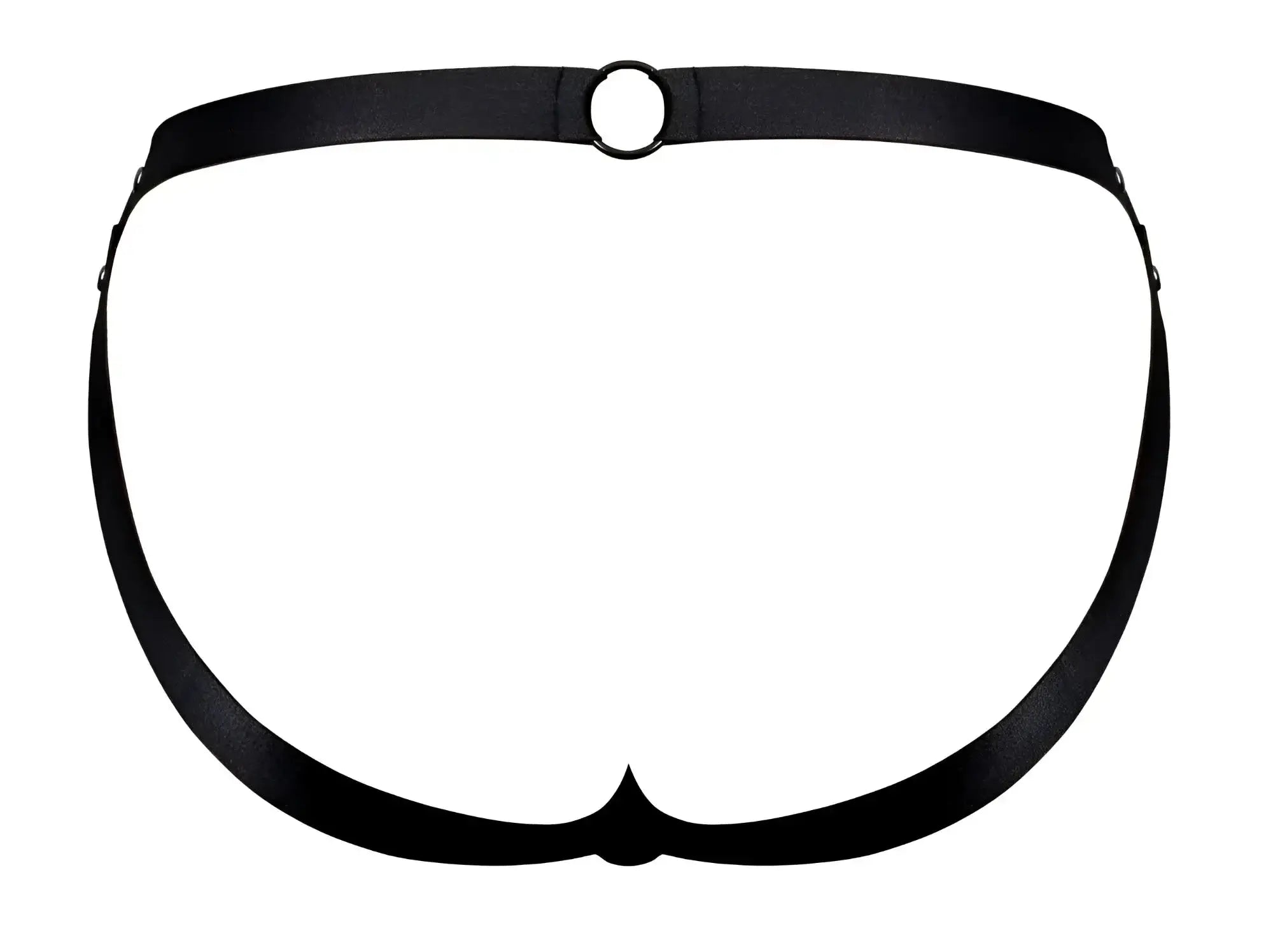 Black leather harness male power pak-158 fetish spartacus with central ring and adjustable side straps in black