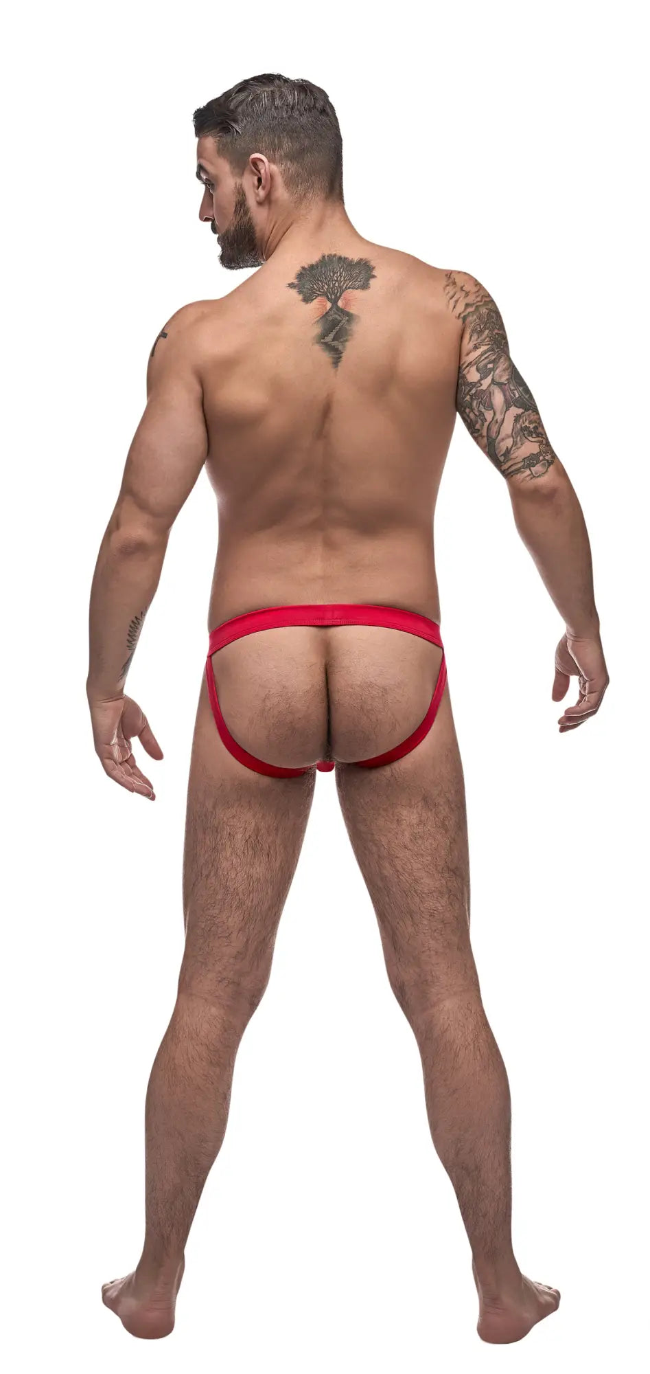 Red male power pure comfort sport jock athletic briefs with a snug form fitting design in size l/xl
