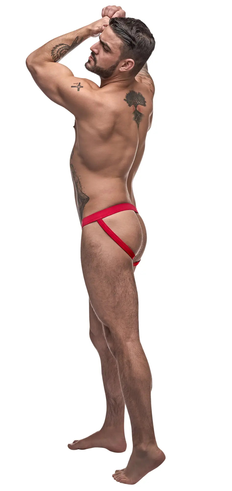 Red male power pure comfort sport jock athletic briefs with supportive contoured design in size L XL